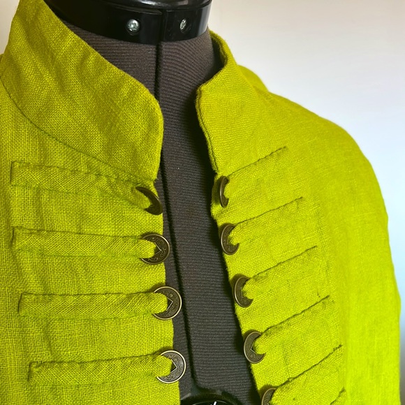 SOLD on a bundle 😊 Peacock Ways Gray Coin Trim Open Mandarin Collar Jacket - Picture 3 of 7